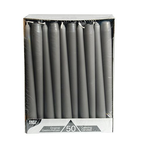 PAPSTAR 100 Leuchterkerzen Ø 2,2 cm · 25 cm grau (84805)