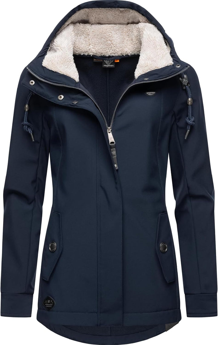 Ragwear Damen Übergangsjacke Funktionsjacke Softshelljacke wasserdicht atmungsaktiv mit Kapuze Monad