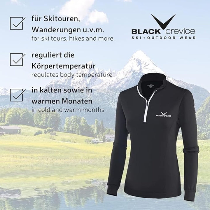 Black Crevice Women's Skirolli Zip functional shirt. 40 Weiss/Schwarz/Schwarz, 40 Weiss/Schwarz/Schw