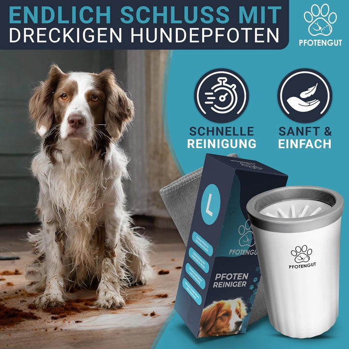 PFOTENGUT® Pfotenreiniger für Hunde [Grösse S&L ] - sanfter Hundepfoten Reiniger für grosse/kleine H