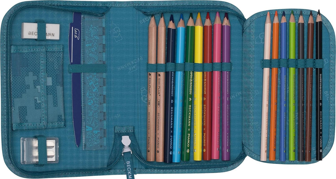 Beckmann, Federmappe Jungle Game, mit Inhalt, Mäppchen Federtasche, Grundschule, 1. Klasse, Green, J