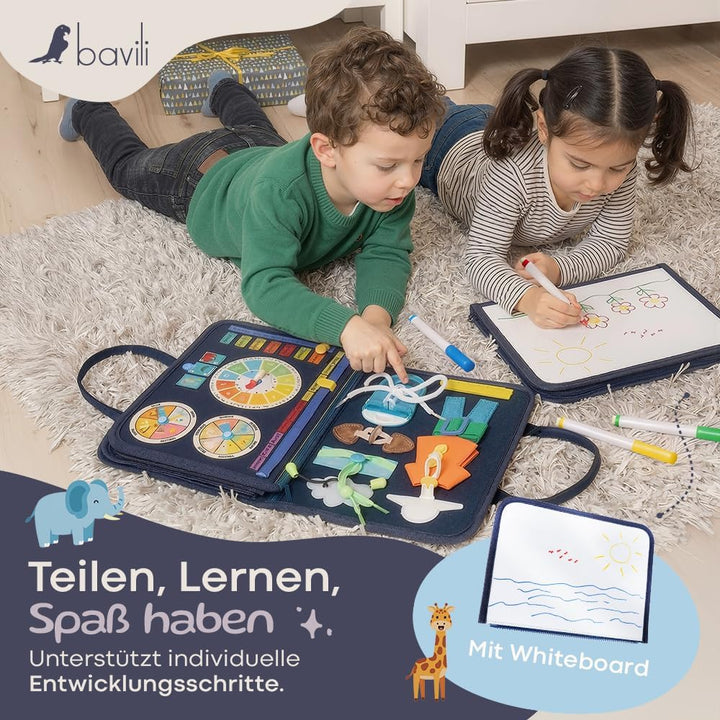 Montessori Busy Board ab 3 Jahre - 8 interaktive Seiten mit Deutschen Inhalten - Montessori Spielzeu
