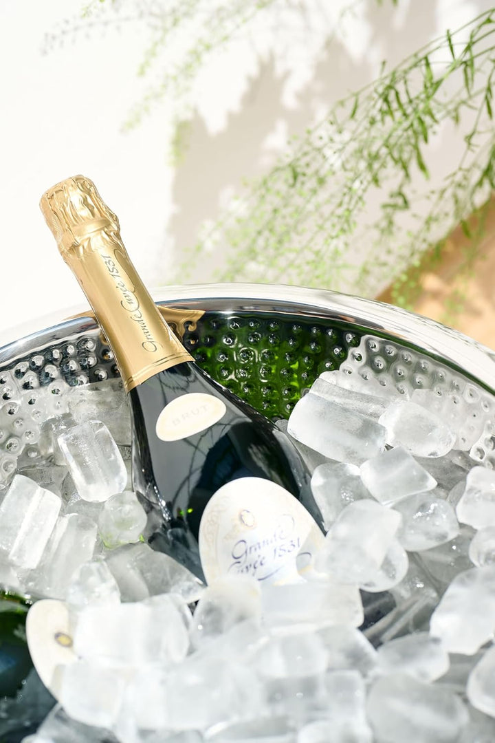 EDZARD Champagnerkühler Cadiz (ø 43 cm, H 24 cm) Edelstahl hochglanzpoliert, innen gehämmert, doppel