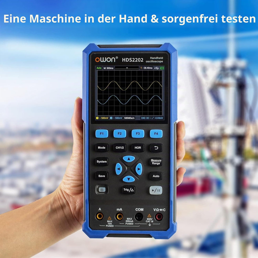 OWON HDS2202 Handheld Oszilloskop,20000 Counts Digitalmultimeter, Digitales Oszilloskop tragbar 2 in