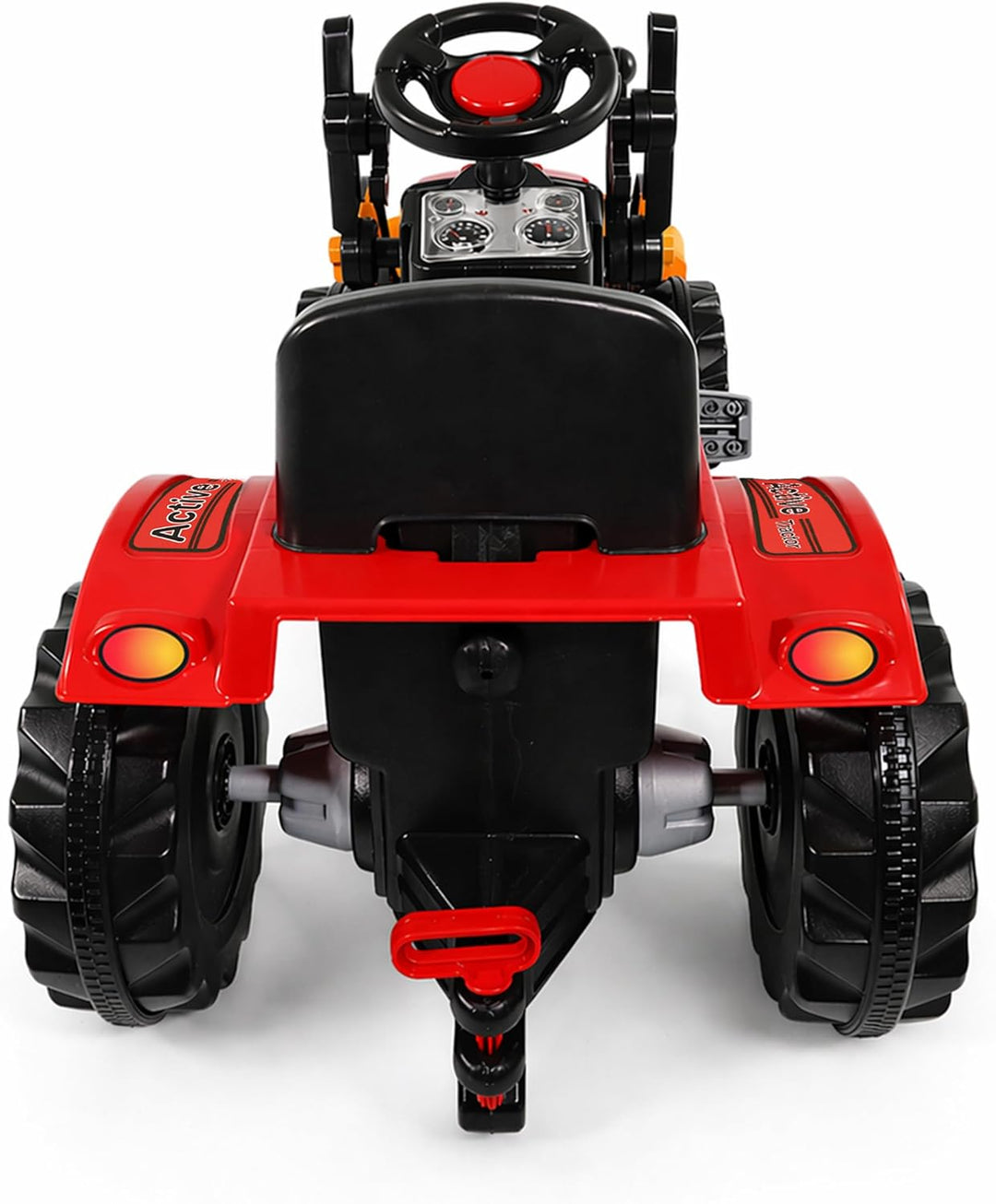 Lemodo Trettraktor rot mit Schaufel, Kindertraktor ab 3 Jahre, Verstellbarer Sitz, innenliegende Ket