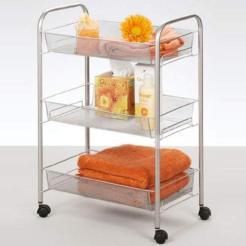 Zeller 17720 Etagen-Rollwagen Mesh 43.5 x 26 x 62.5 cm, grau, 1er Pack, Grau