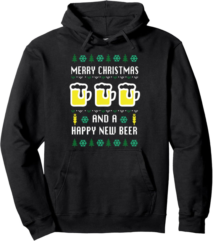 Frohe Weihnachten und ein fröhliches neues Bier trinken sauf Pullover Hoodie
