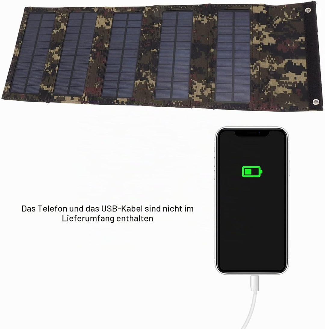 50W Tragbares Faltbares Solarpanel, 18V Outdoor Solarladegerät mit 5 Faltbaren Solarpanel Hüllen, Ko