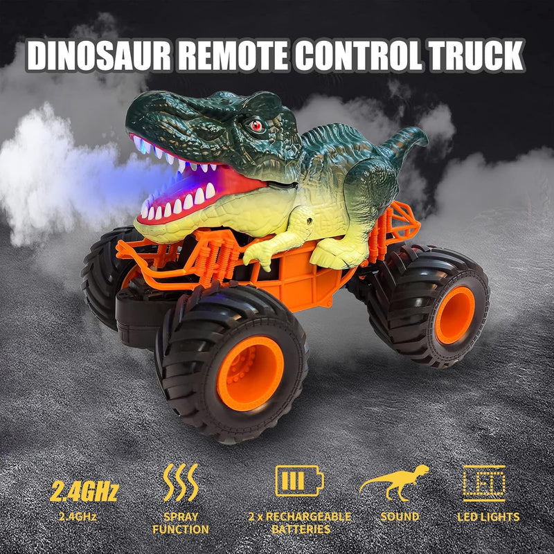 BOBOTATA Ferngesteuertes Auto Kinder Monster Dinosaurier Truck Spielzeug ab 3 4 5 6 7 8+ Jahre, 2.4