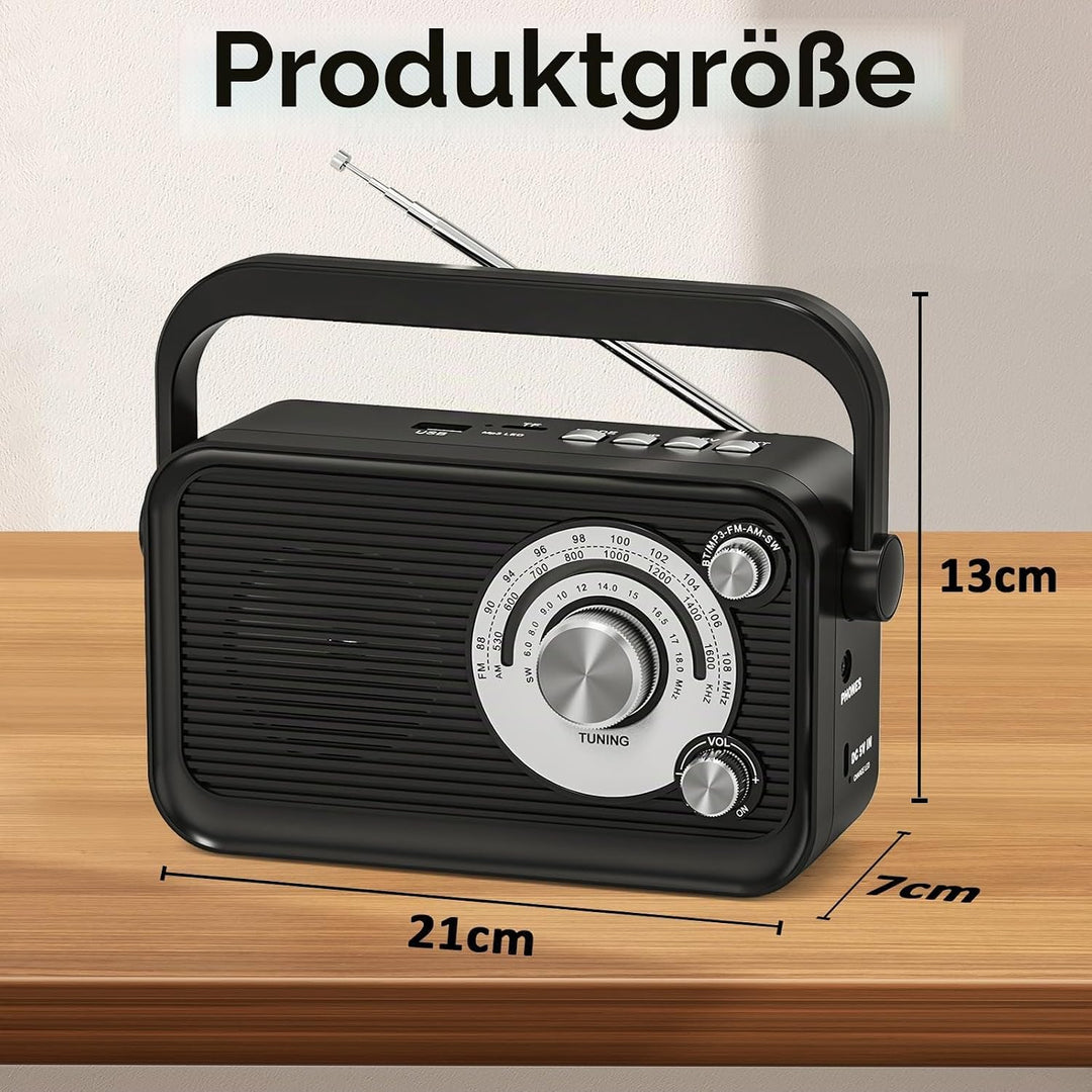 Tendak Tragbares Radio, Kofferradio UKW/FM/AM/SW, Transistorradio Batterie Radio mit Bestem Empfang,