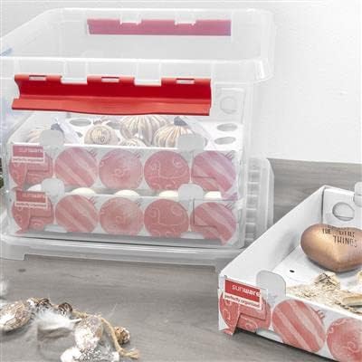 Sunware Q-Line Weihnachtsbox 26 Liter + Einsatz für 75 Weihnachtskugeln - transparent/red