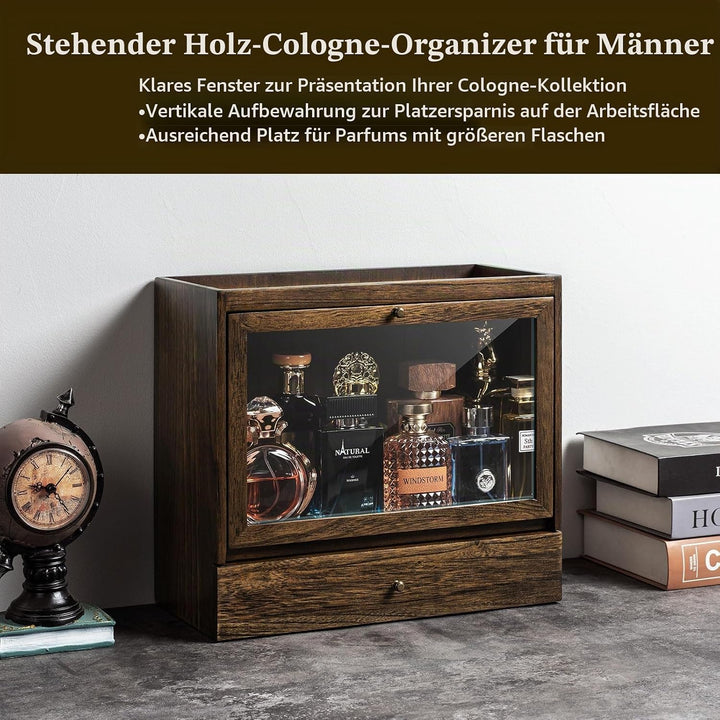 Parfüm Organizer Für Männer &amp; Frauen, Parfum Organizer aus Holz mit Schublade, Grosse Kapazität Stau