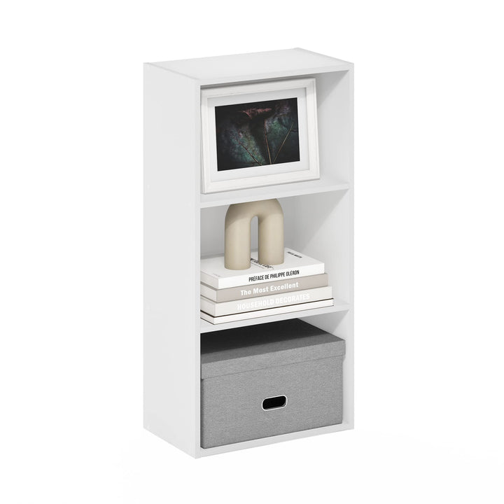 Furinno Luder Bücherregal mit 3 Ebenen, Holz, Weiss, 3-Tier Weiss 3-Tier, Weiss 3-Tier