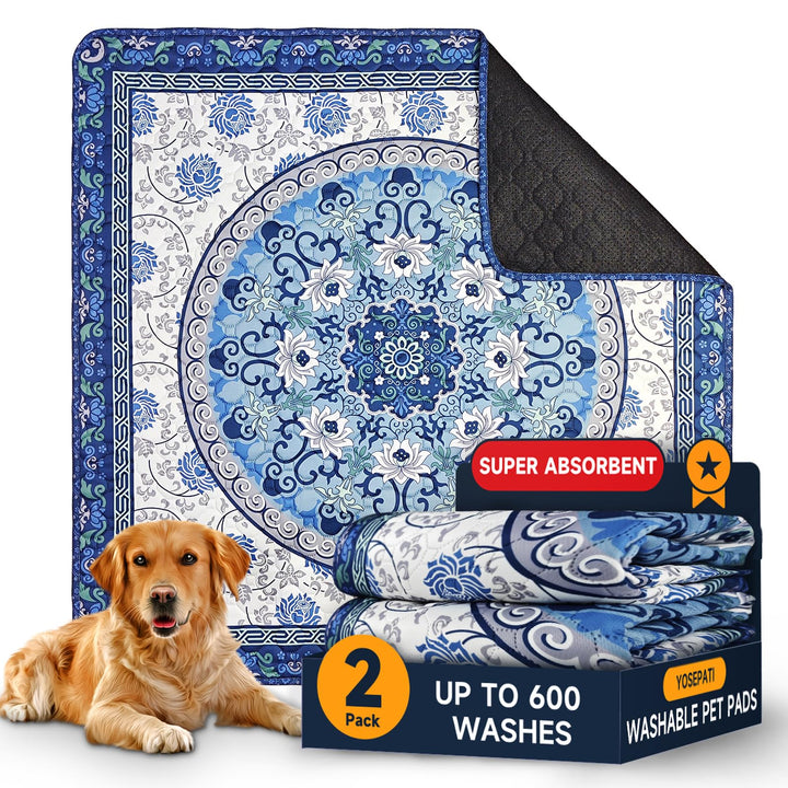 Washable Pee Pads for Dogs, 2 Pack Reusable Puppy Pads 45×60cm Super Absorbent Quick Dry Dog Trainin