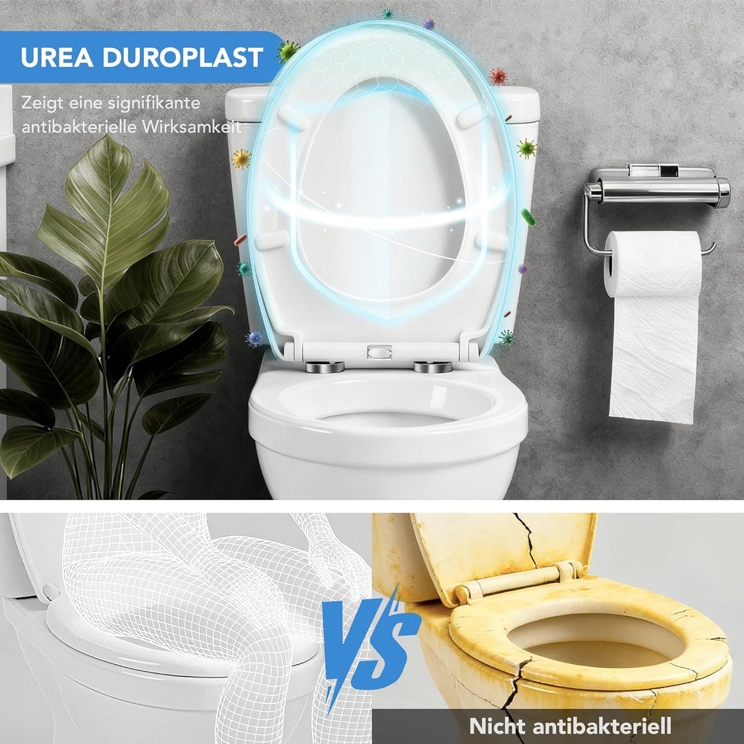 O-Form Toilettensitz mit Softclose Absenkautomatik & Quick Release Funktion, Abnehmbarer WC Deckel a