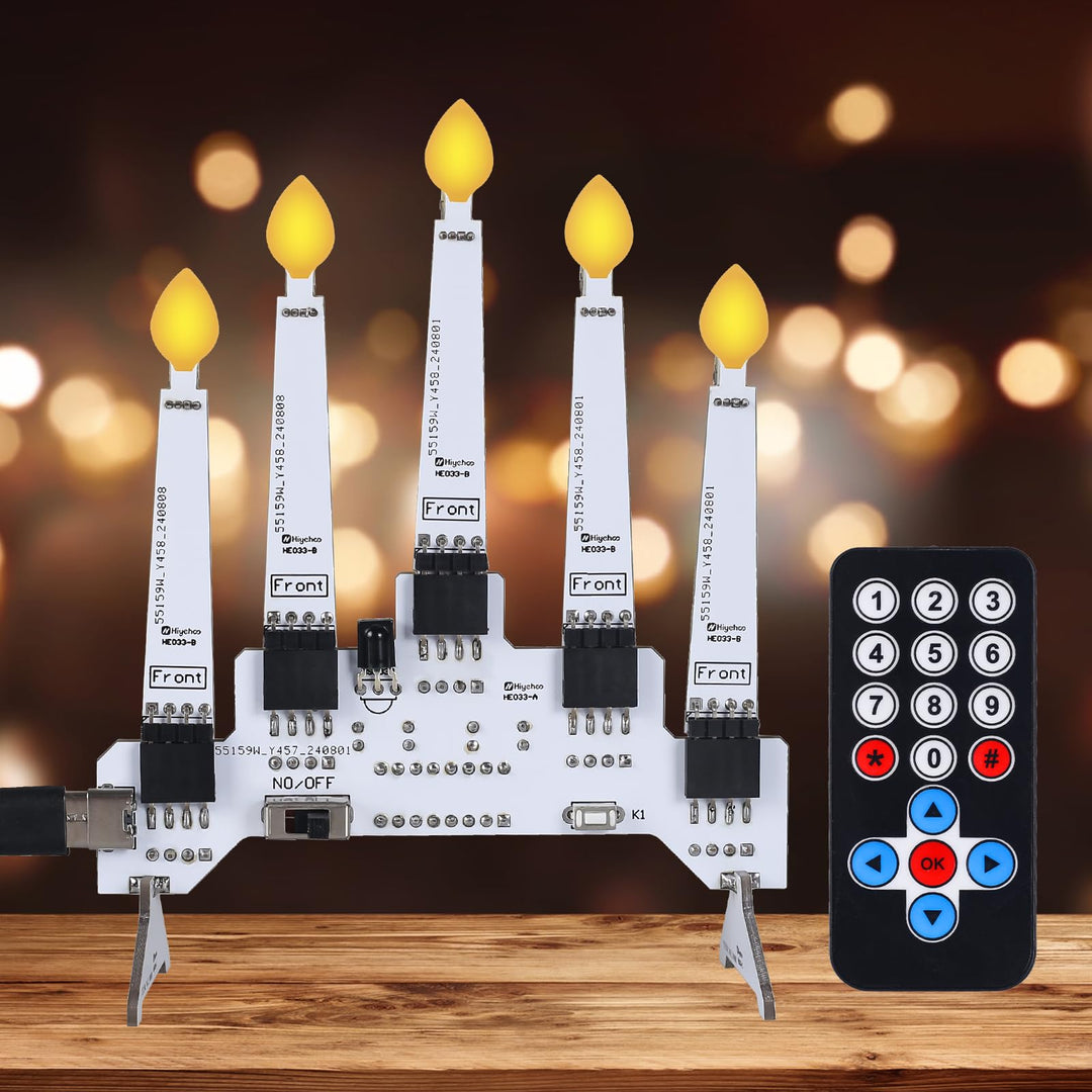 Löten Übungskit,Weihnachtskerzen Lichter 5 Kerzen Löt-Lernkit mit 10 Beleuchtungsmodi,Fernbedienung,