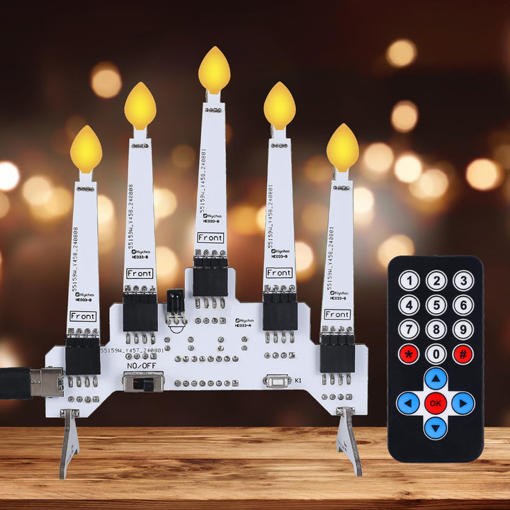 Löten Übungskit,Weihnachtskerzen Lichter 5 Kerzen Löt-Lernkit mit 10 Beleuchtungsmodi,Fernbedienung,