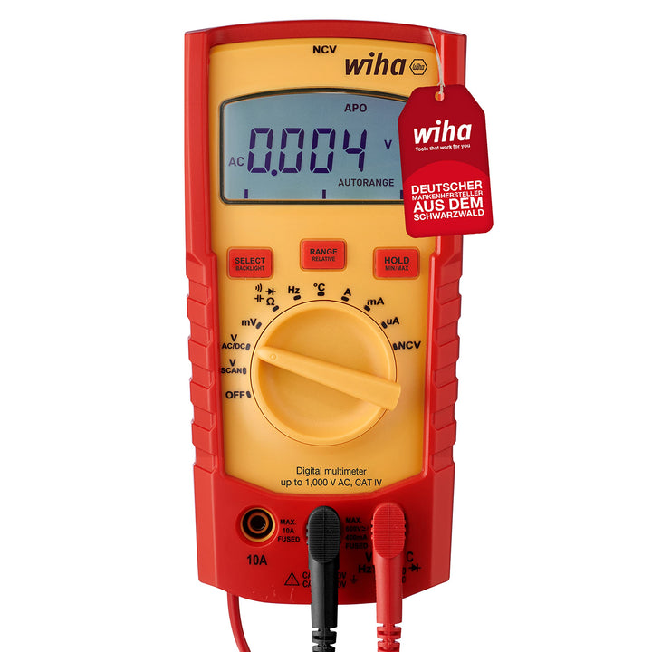 Wiha Digitales Multimeter bis 1.000 V AC, CAT IV inkl. 2x AAA-Batterien I mit True-RMS Funktion I LC