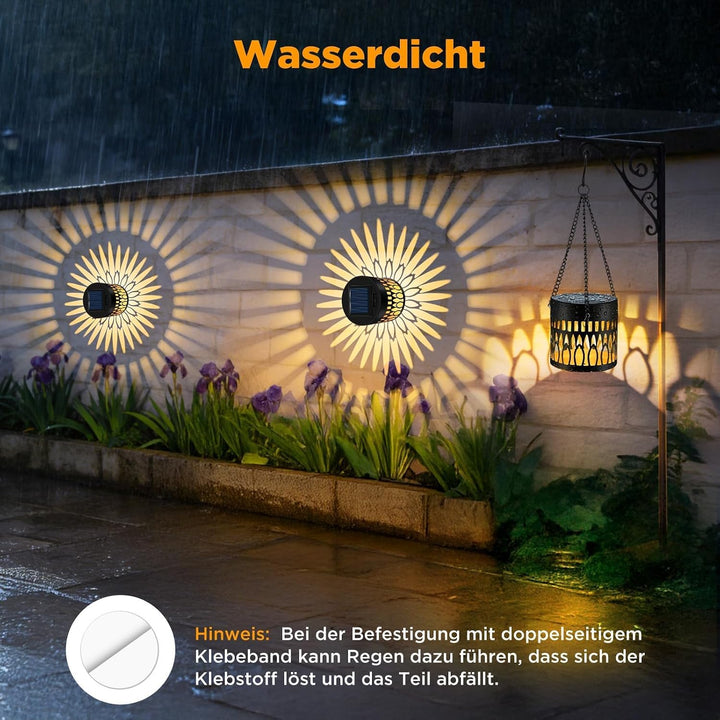 FLSEPAMB 2 Stück Solarlaterne für Aussen, Auto Solarlampen für Aussen Wand | Warmweisse Strahlkraft