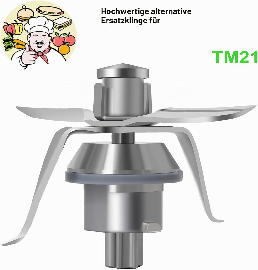 Poweka TM21 Messer Kompatibel mit Vorwerk Thermomix TM21 Edelstahl Küchenmaschine mit Dichtring, TM2