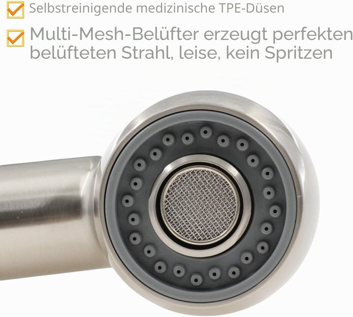 Beelee F103-SP Brausekopf G1/2 gerades Gewinde, 2 Strahlarten Geschirrbrause Ersatzhandbrause für Kü