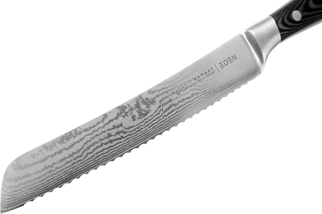 Eden Classic Damast Brotmesser 20 cm Küchenmesser EQ2030-220 Wellenschliffmesser für Brot, Gemüse, O