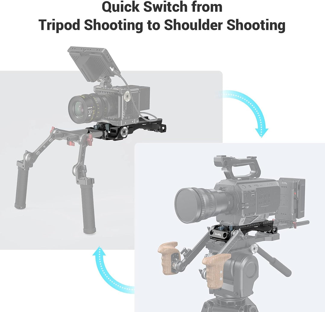 SMALLRIG Schulterplatte mit Schnellverschluss für Sony VCT-14 Stativadapter mit eingebauter Rosetten