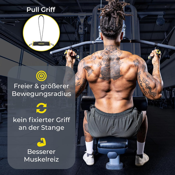 ROCSIX - Hochleistungs Trainingsgriff für Latzug, Kabelzug und Klimmzug – Ergonomisches Gym Zubehör