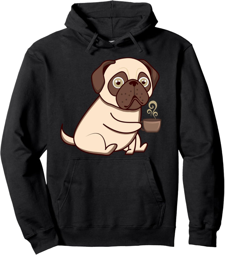 Pug In A Mug Kaffeetrinker Mops Herrchen Kaffee Pullover Hoodie