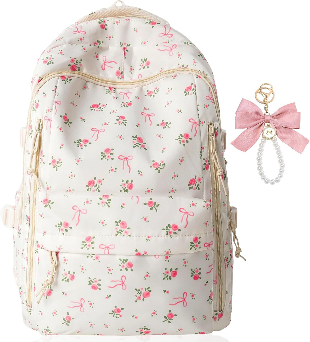 Blumen Schleife Rucksack Rosa Büchertaschen Damen Laptop Rucksack Mädchen | Blumen Schleife Rucksack