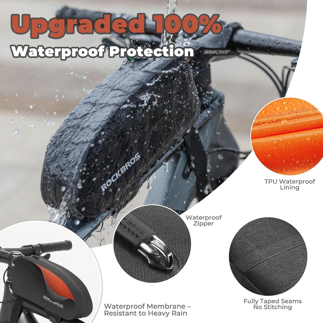 ROCKBROS Fahrrad Rahmentasche 100% Wasserdicht, Robust & Sicher Befestigung Fahrradtasche Lenkertasc