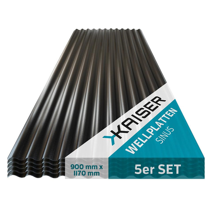 KAISER plastic® Wellplatte | Xtra Strong (PC) | C-Struktur und schwarz | 0,8mm Stärke | Sinus 76/18