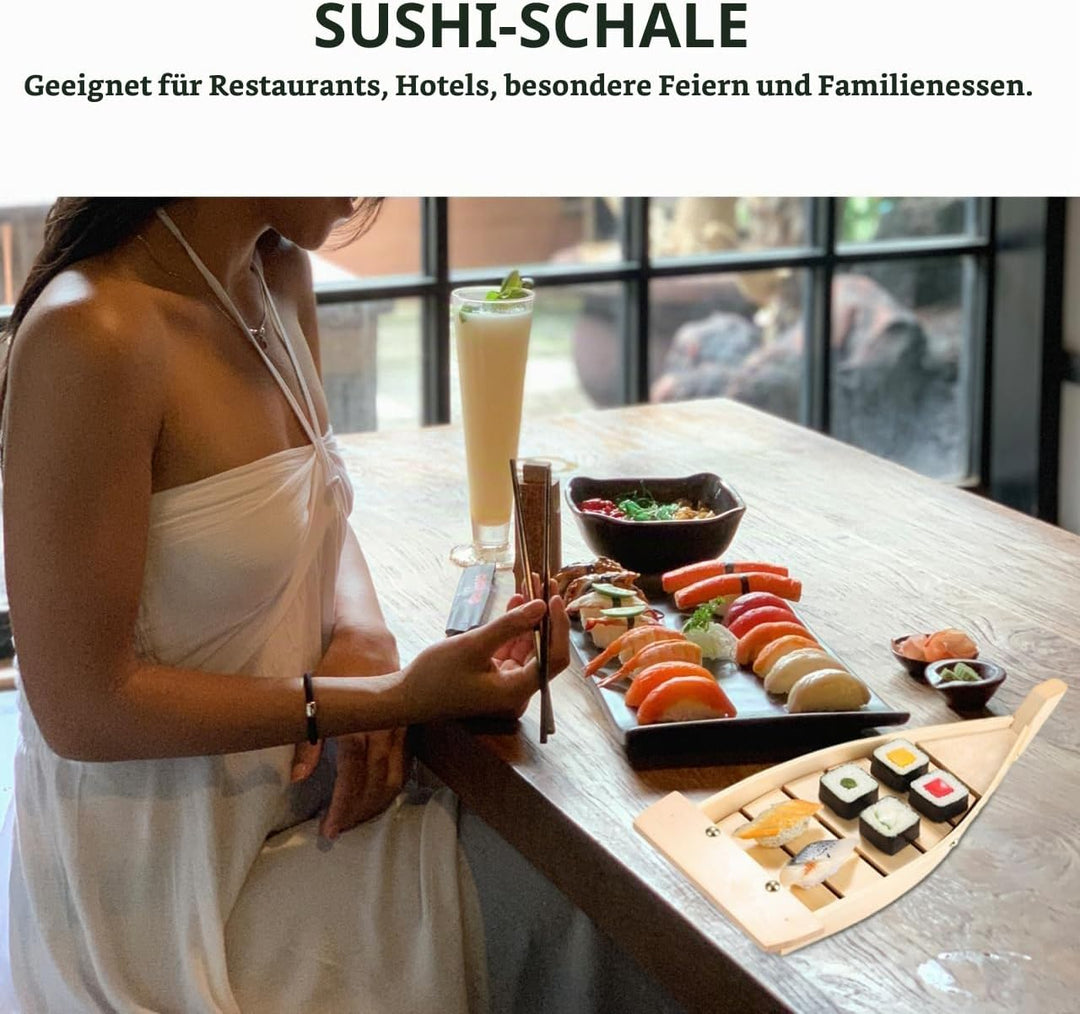 DOITOOL Holz Sushi Boot Sushi Teller Japanischen Stil Sushi Tablett für Home Restaurant
