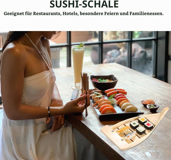 DOITOOL Holz Sushi Boot Sushi Teller Japanischen Stil Sushi Tablett für Home Restaurant