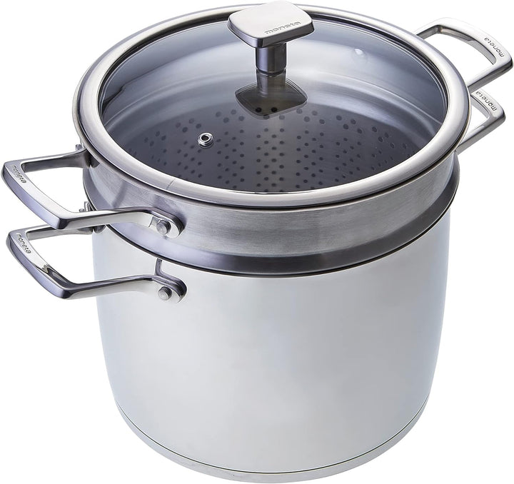 Moneta Accordo Kombi-Kochtopf 24 cm mit Deckel und Doppelkorb, Edelstahl für jedes Herd