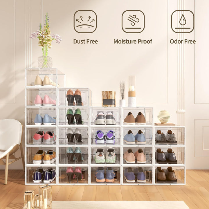 Secret Space 12 Stück grosse Schuh-Organizer-Aufbewahrungsboxen für Schrank, modulare, platzsparende