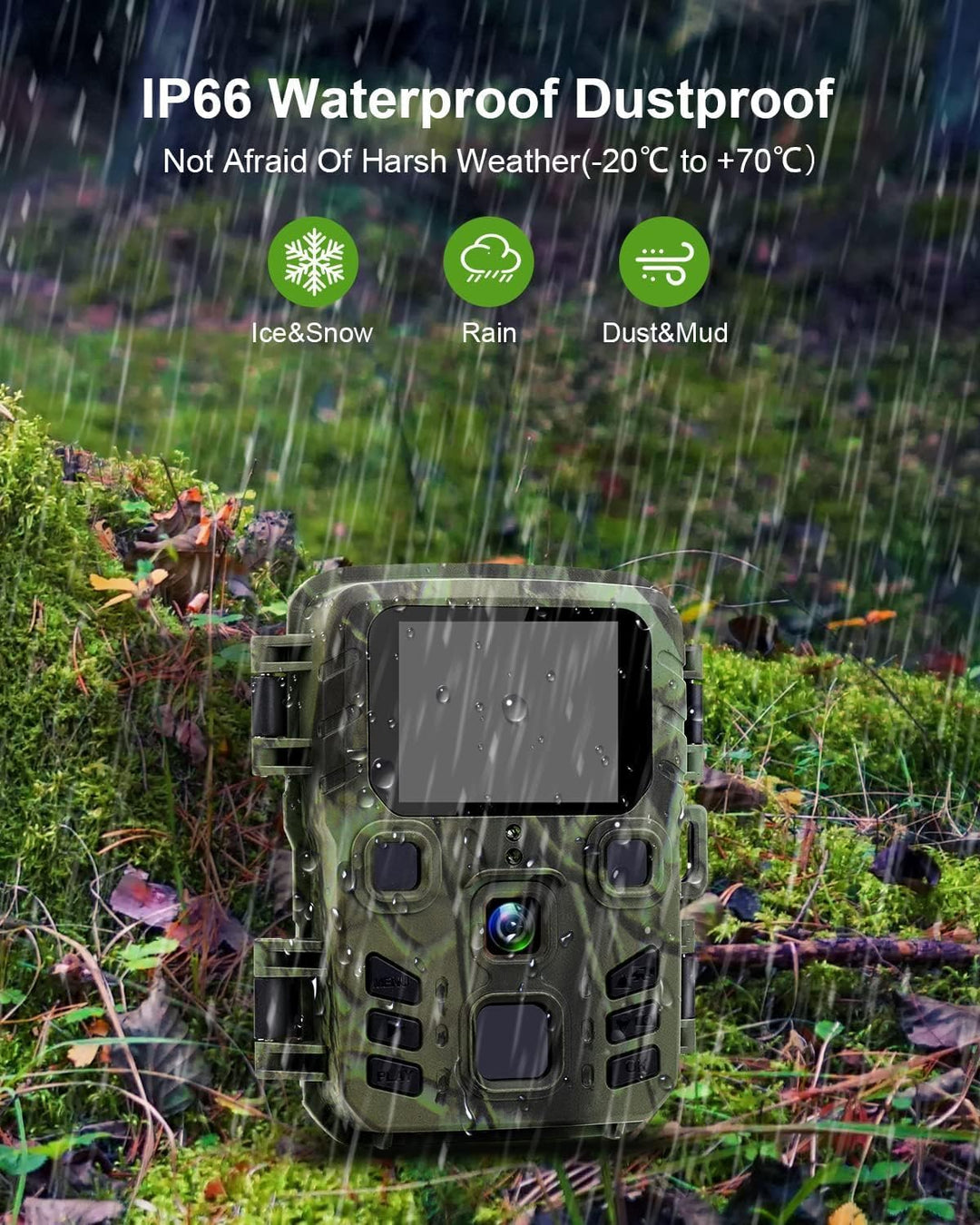 Wildkamera WLAN mit Handyübertragung App 24MP/1296P, WiFi Bluetooth Wildtierkamera mit Nachtsicht Be