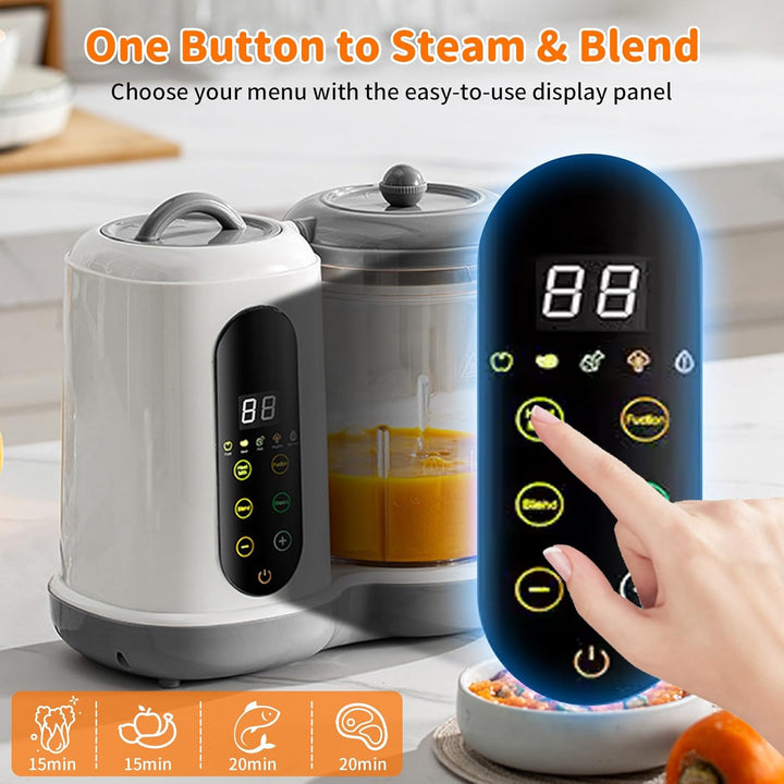 Babynahrungszubereiter - Multifunktionaler Babybrei Zubereiter, Baby Food Maker mit Dampfgarer und M