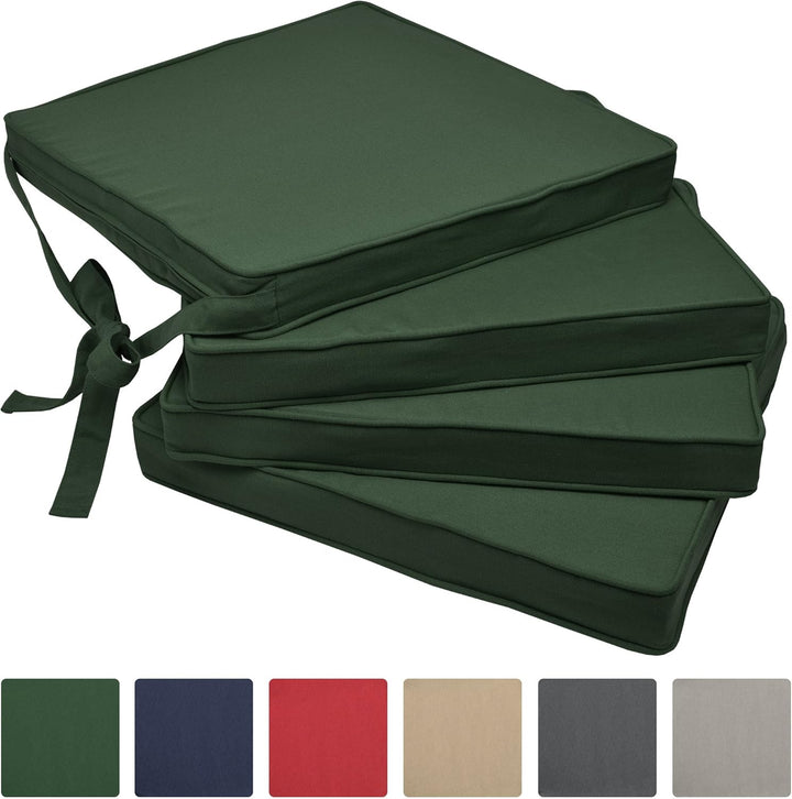 Beautissu Loft SK Stuhlkissen 45x40 cm Grün - 4er Set Stuhlpolster mit Bändern Sitzkissen für Stühle