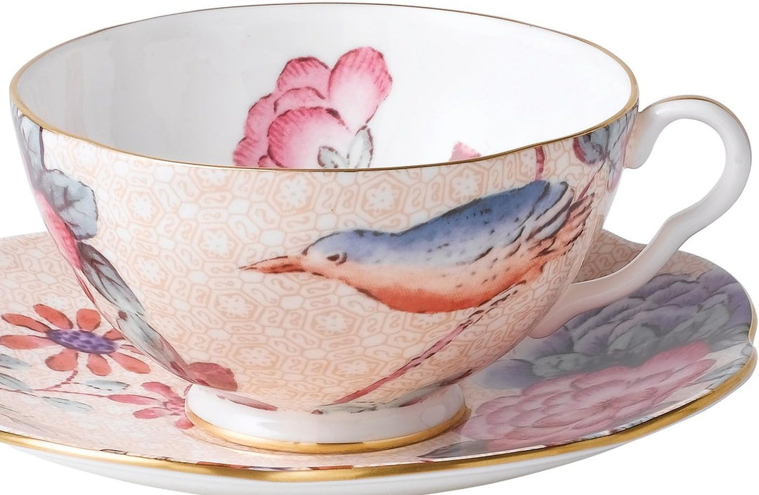 Wedgwood Kuckuckuck-Teetasse und Untertasse, 1 Stück, pfirsichfarben Pfirsich CUCKOO Teetasse und Un
