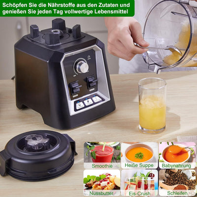 BioloMix Standmixer 2200W SmoothieMixer,Selbstreinigungs funktion, eingebauter Timer,Hochleistungsmi