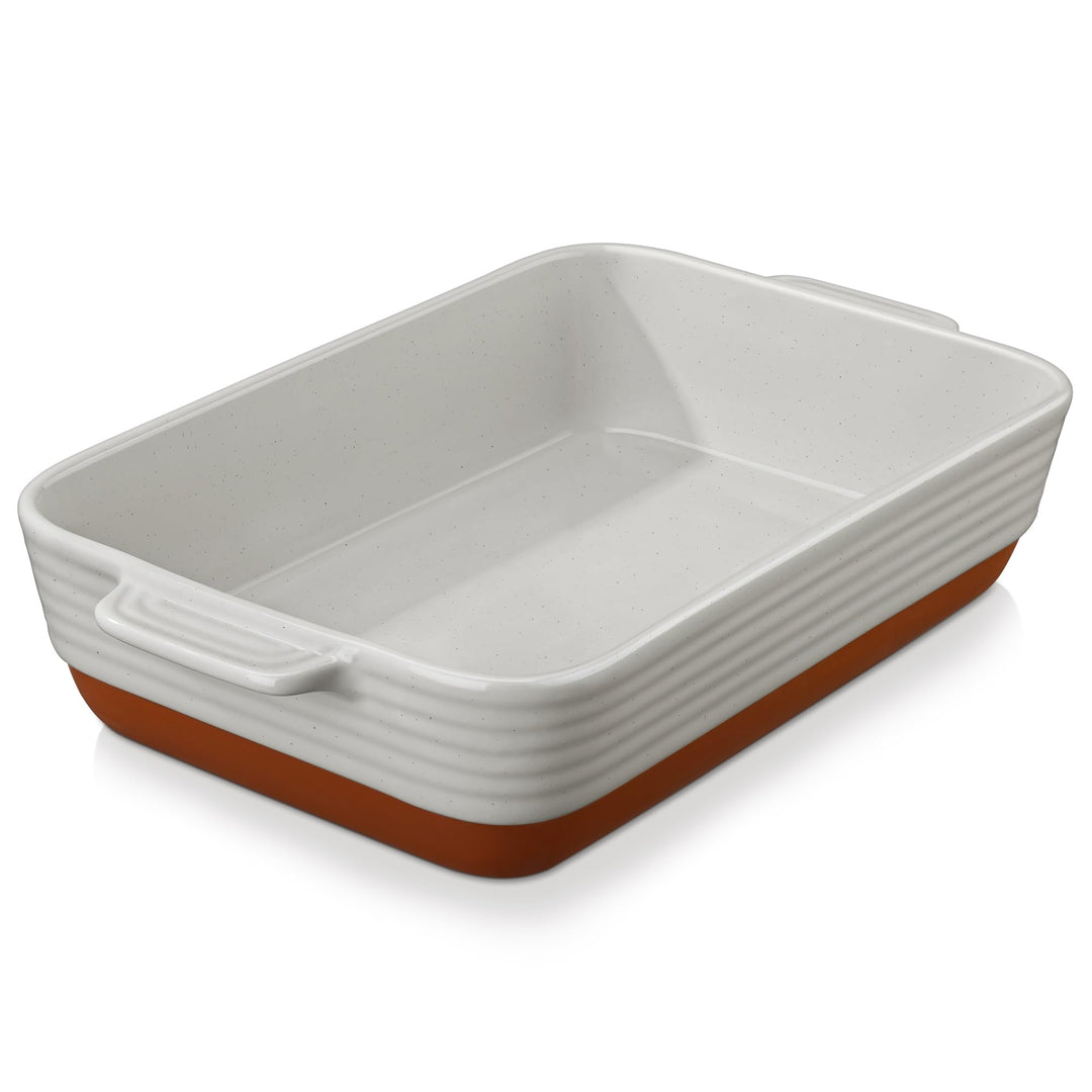 MALACASA, Serie TARA, Graue Auflaufform Gross, 4.5L Backformen, Auflaufformen rechteckig aus Steingu