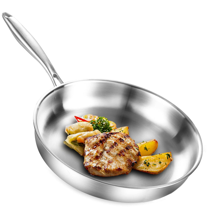 Dreilagige Bratpfanne Edelstahl 24cm,18,10 Edelstahl,Induktion, Backofenfest bis 315°C, Bratrostsich