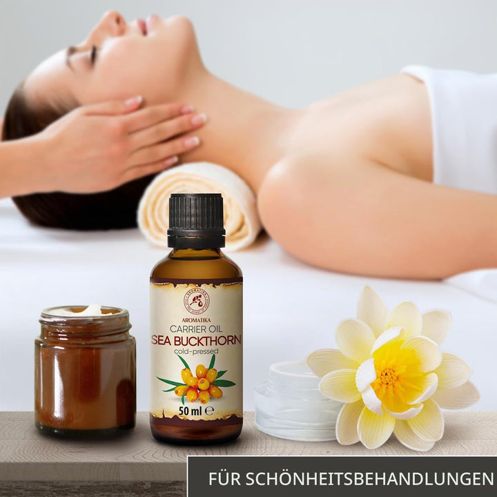 Sanddornöl 50ml für Hautpflege - Gesicht - Körperpflege - Kaltgepresst - Sanddorn Öl - Rein &amp; Natürl