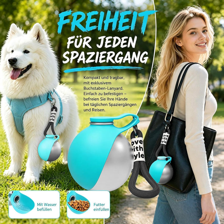 Trinkflasche Hunde für Unterwegs, Hunde Trinkflasche to Go, 285ml Edelstahl Hundetrinkflasche für Un