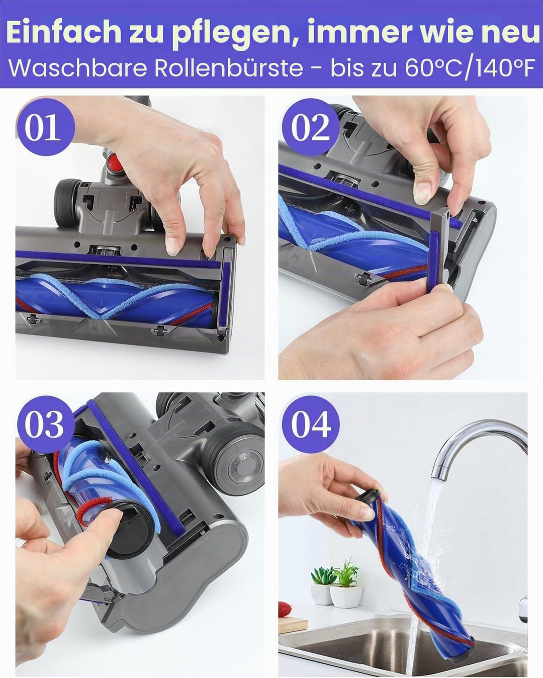 Bürste kompatibel für Dyson V6 Animal, V6 Fluffy, DC58 DC59 DC61 DC62 DC72 Staubsauger, Zubehör für