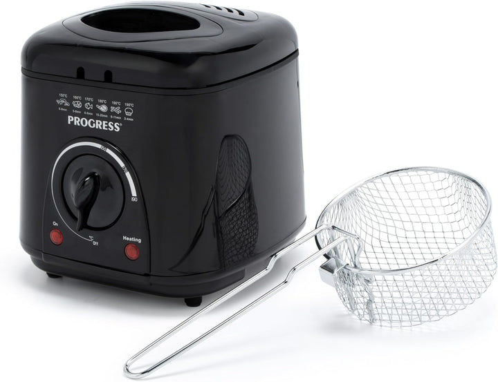 Progress EK2969PBLKVDE Kompakte 1L Mini-Fritteuse - Herausnehmbarer antihaftbeschichteter Frittierko