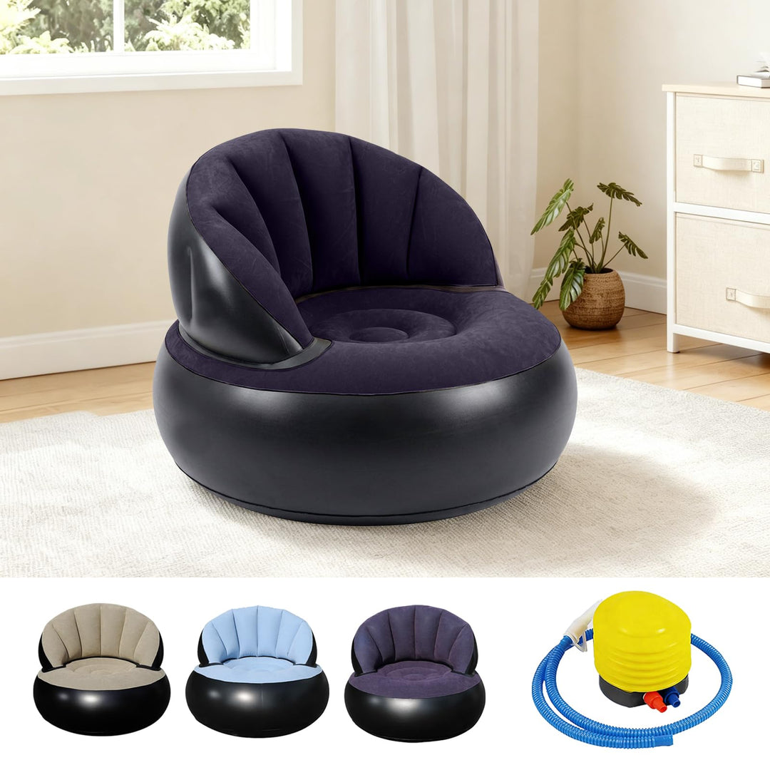 Aufblasbares Sofa Sessel mit Pumpe, Faltbarer Luftsessel für Innen & Aussen, Bequeme Aufblasbare Cou