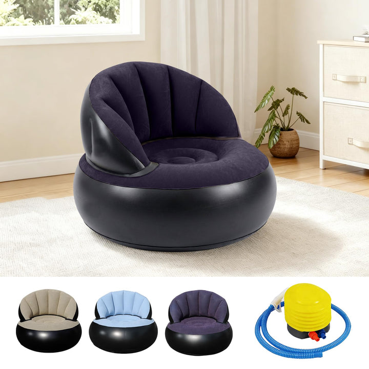 Aufblasbares Sofa Sessel mit Pumpe, Faltbarer Luftsessel für Innen & Aussen, Bequeme Aufblasbare Cou