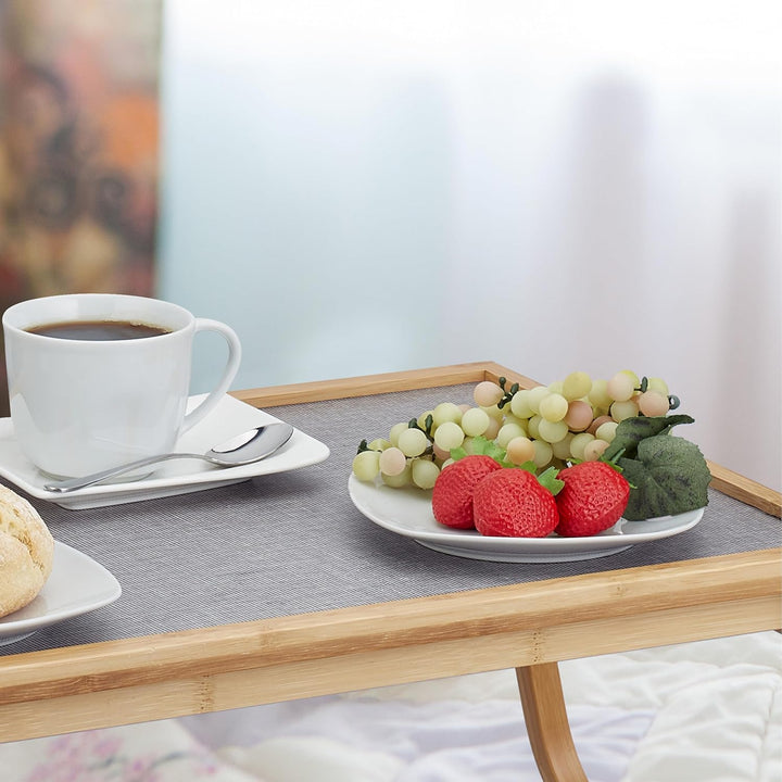 Relaxdays Türstopper Betttablett Bambus, klappbare Beine, erhöhter Rand, Frühstückstablett Bett, HxB